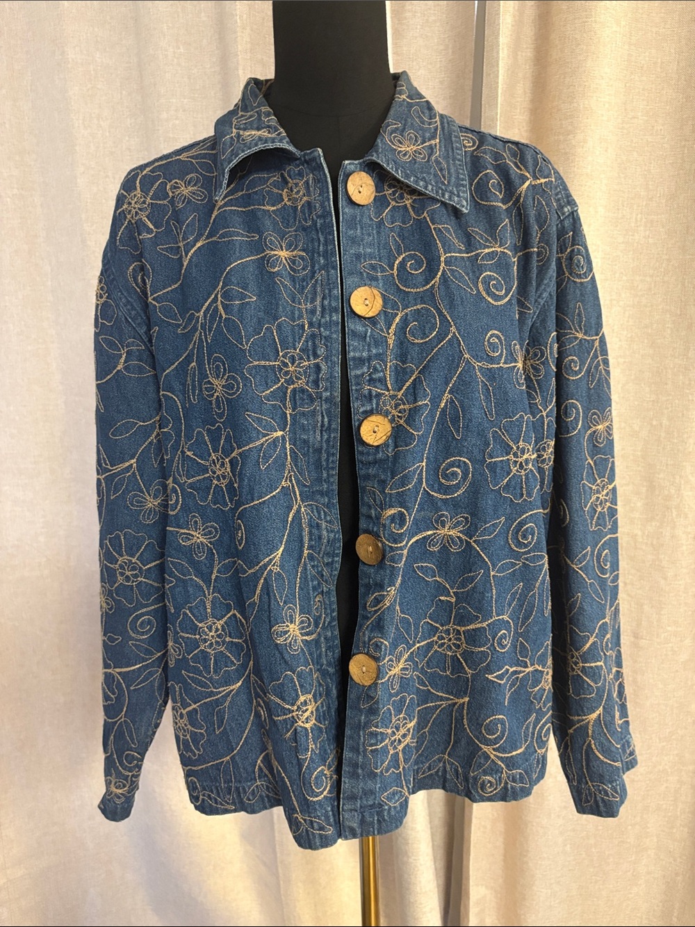 new directions Blue Embroidered Denim Jacket
